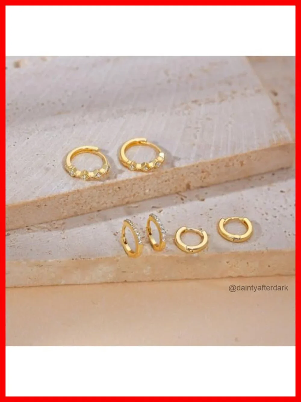 3-Pair Gold Huggie Hoop Earrings Set - Hypoallergenic CZ Stud Dangle for Women